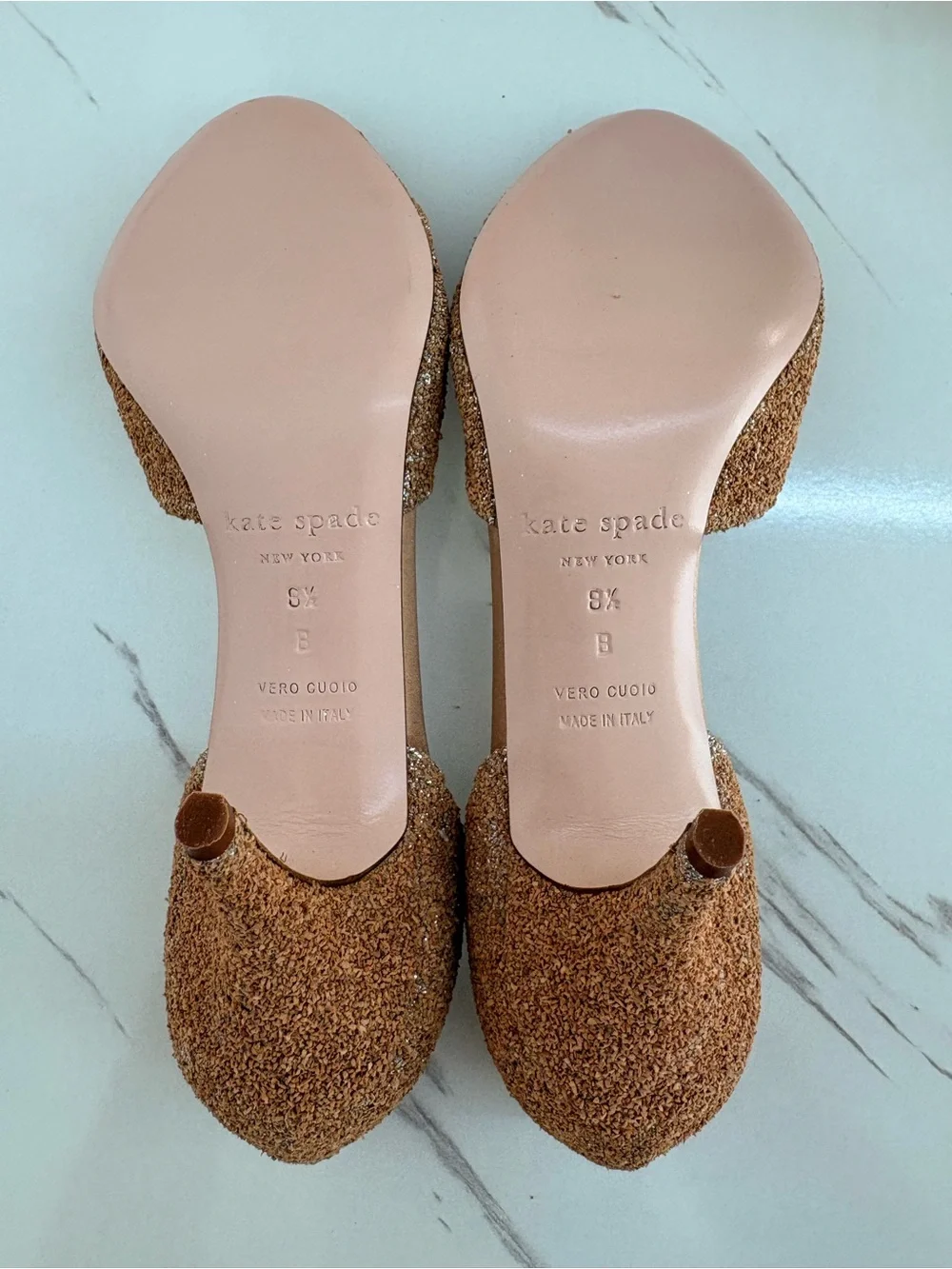 kate spade Glitter Peep-Toe Heels in Gold